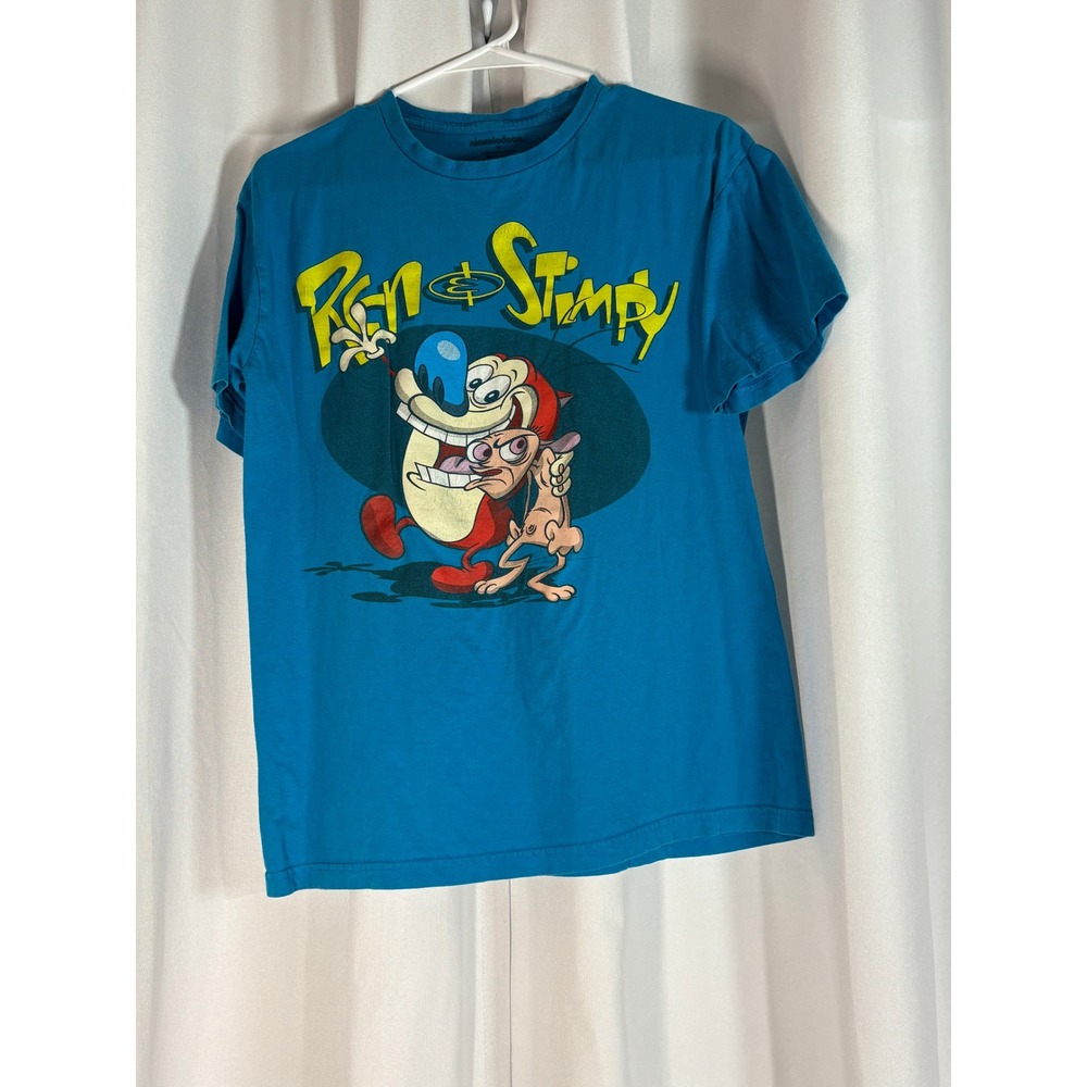 Nickelodeon Ren and Stimpy Graphic T-Shirt Mens Medium Blue Tee MC0073